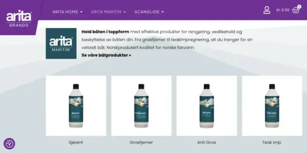 Nettsiden til Arita Brands