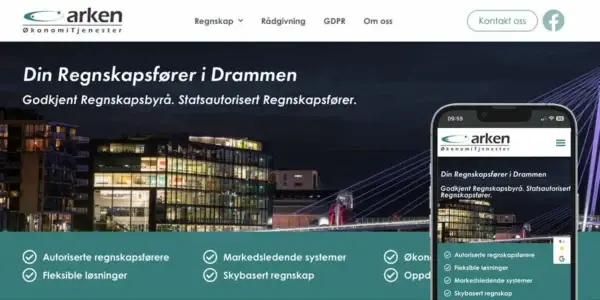 Nettsiden til Arken Økonomitjenester