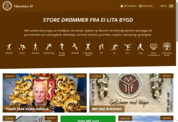 Nettsiden til Mjøndalen IF