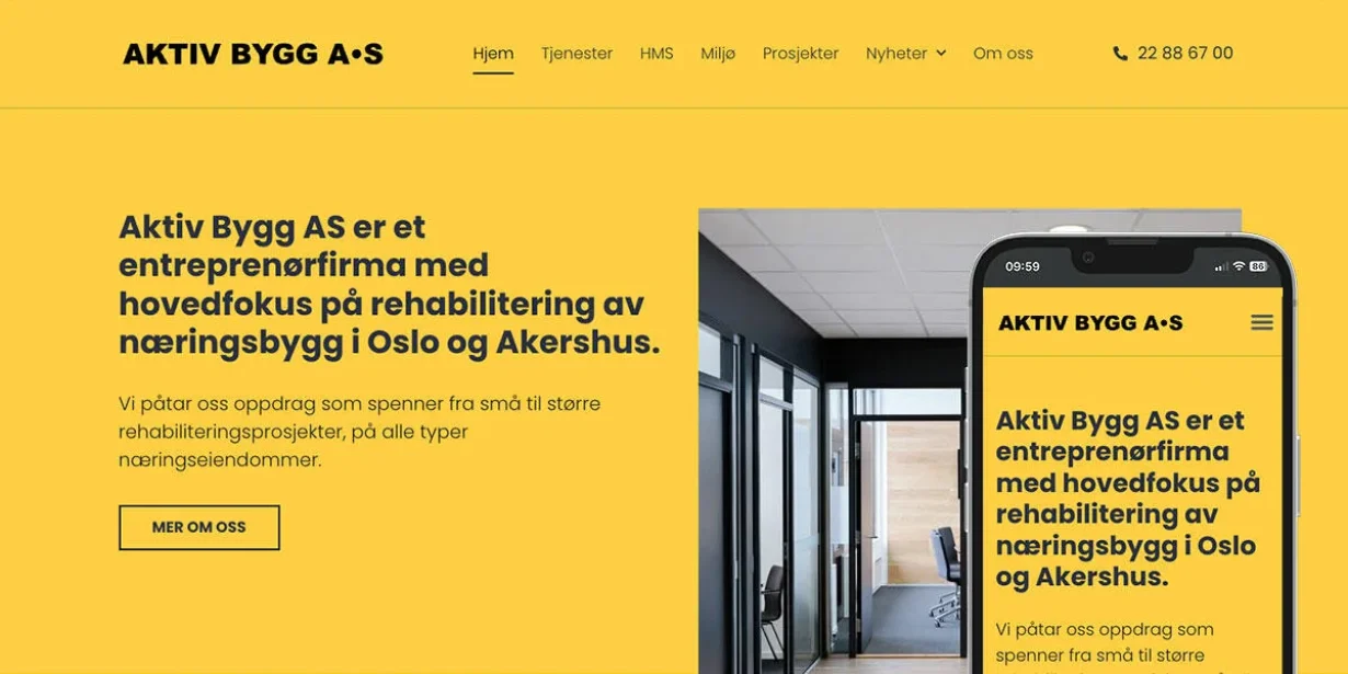 Nettsiden til Aktiv Bygg