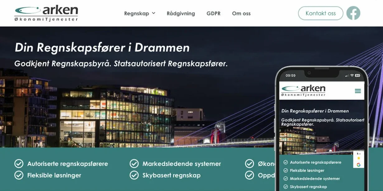 Nettsiden til Arken Økonomitjenester