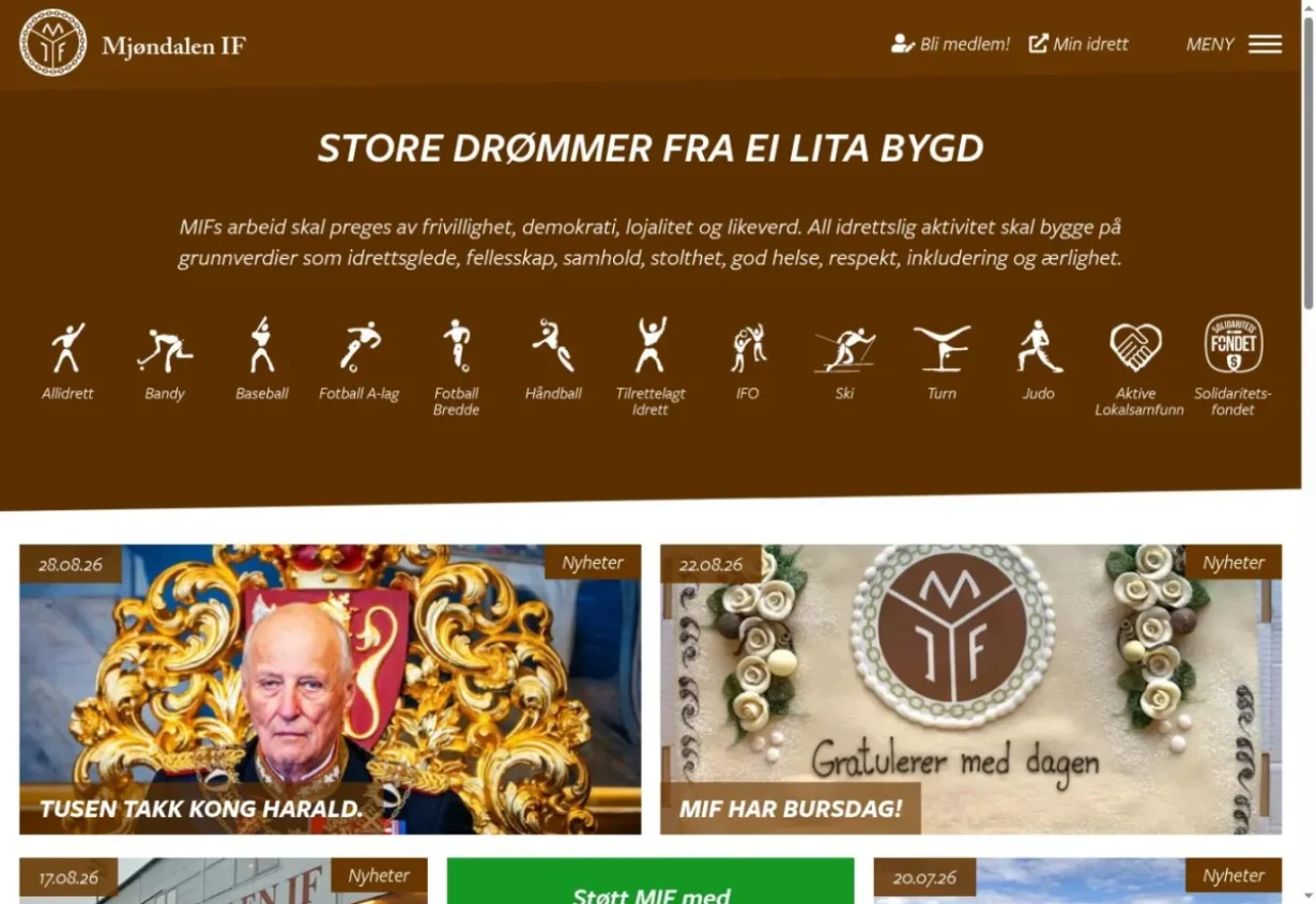 Nettsiden til Mjøndalen IF