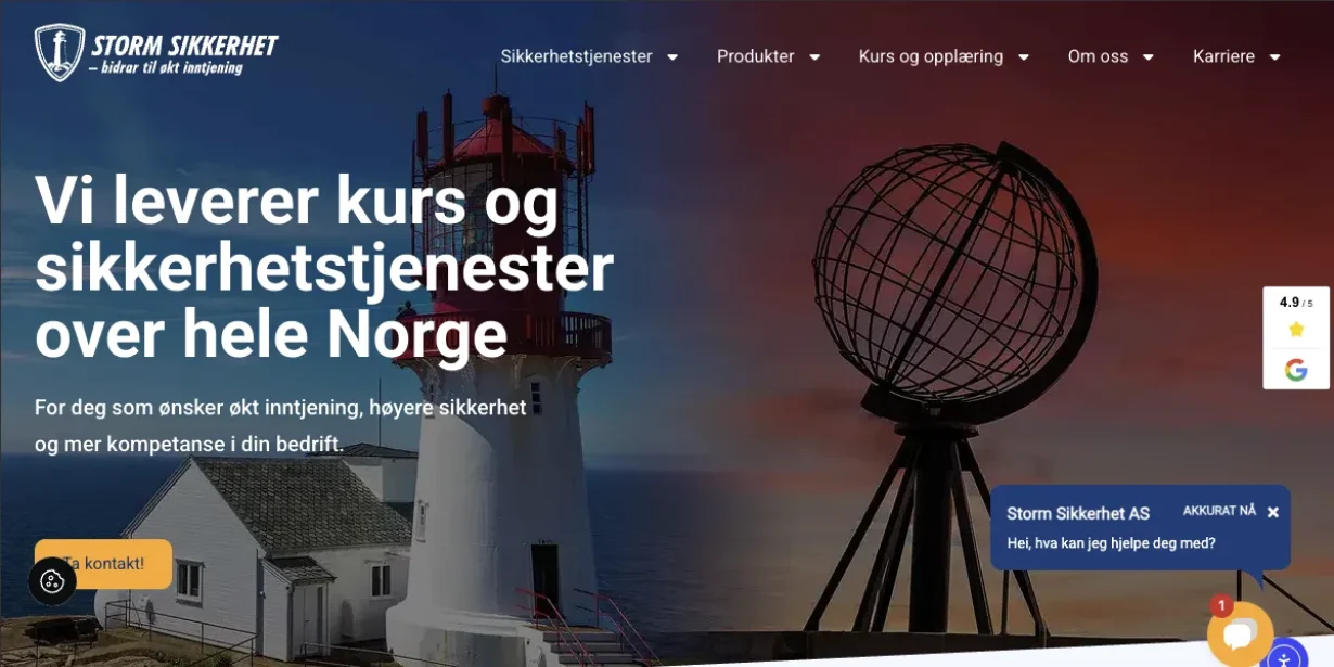 Nettsiden til Storm Sikkerhet